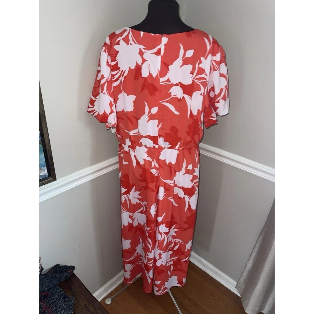 NEW‎ LANE BRYANT PLUS SIZE STARFISH CORAL KNOT WAIST MIDI DRESS SZ 20
